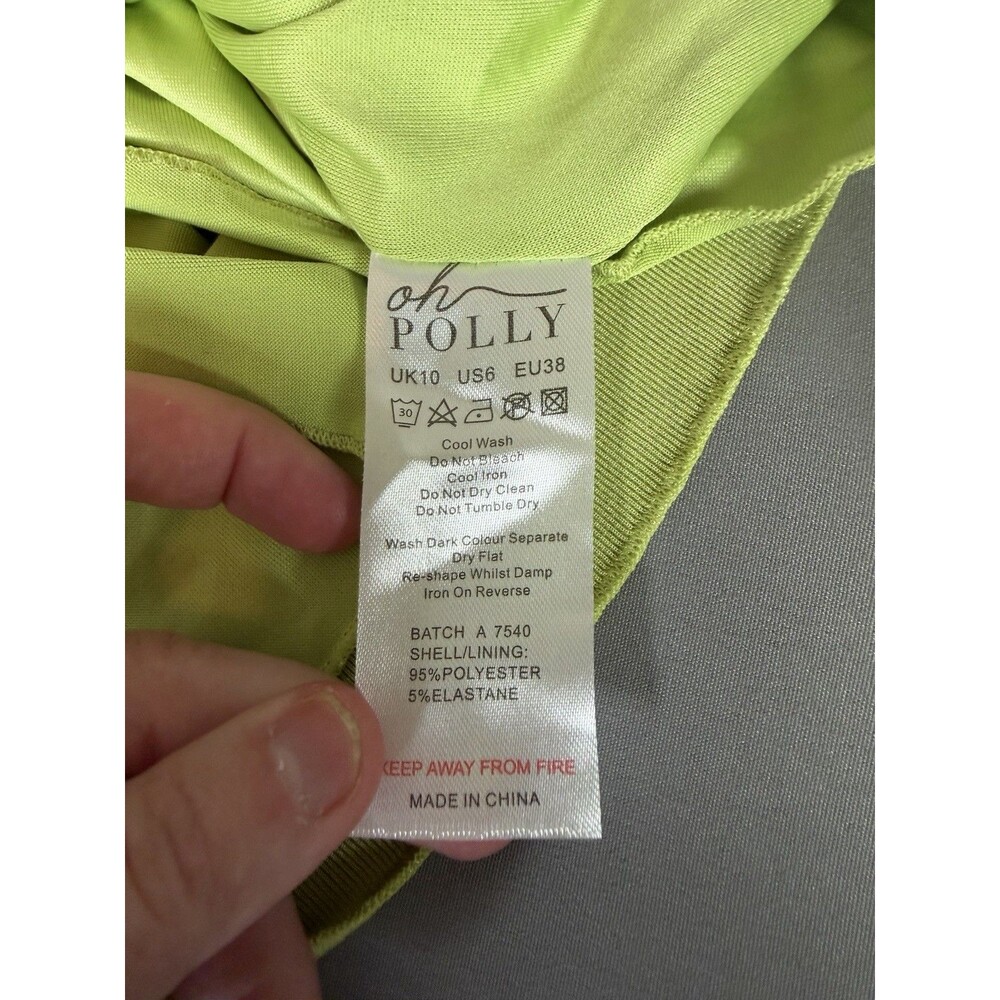 Oh Polly Textured Jersey Asymmetric Cut Out Mini Dress In Lime- Size 6 NWT - Picture 6 of 16